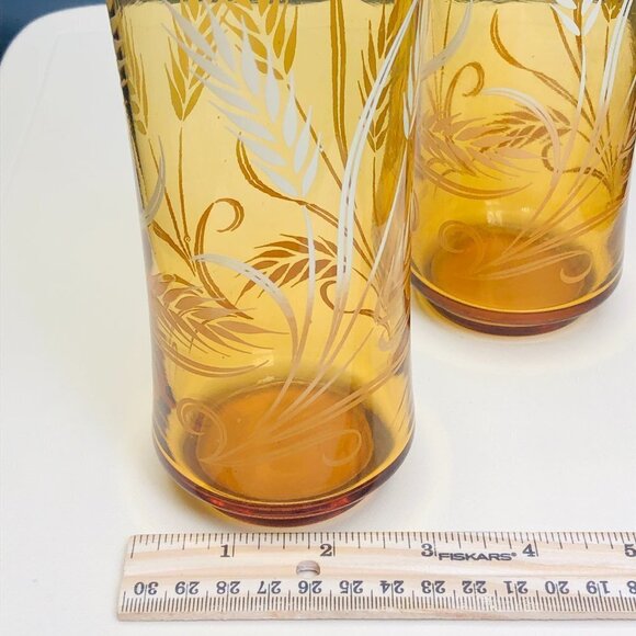 Vintage Libbey Ombre Golden Wheat Harvest Amber Glass Tumbler PAIR - Picture 9 of 10